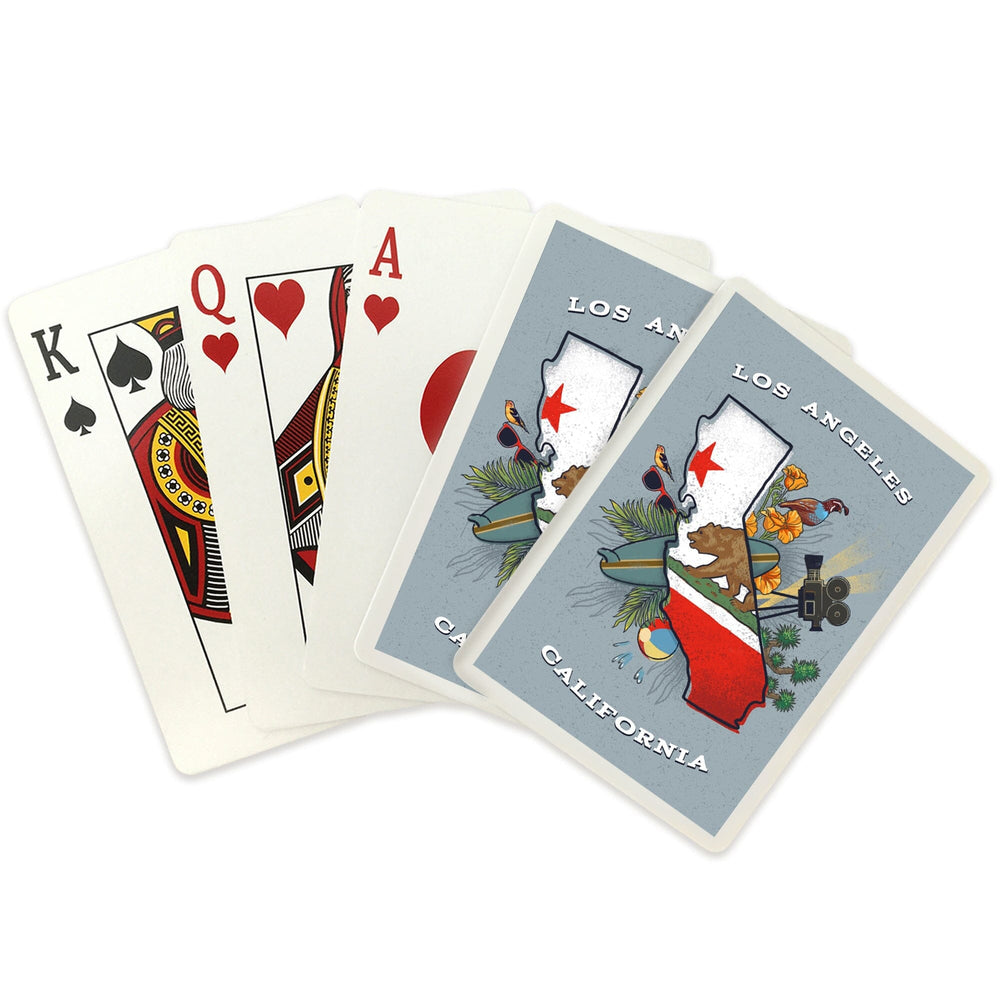 Playing Cards, Los Angeles, California, State Treasure Trove, 52 Card Deck with Jokers in Box, Unique Art Cards Lantern Press 