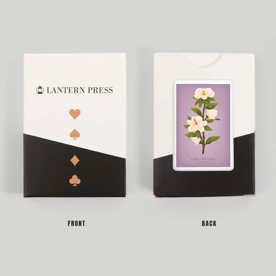 Playing Cards, Louisiana, Vintage Flora, State Series, Magnolia, 52 Card Deck with Jokers in Box, Unique Art Cards Lantern Press 