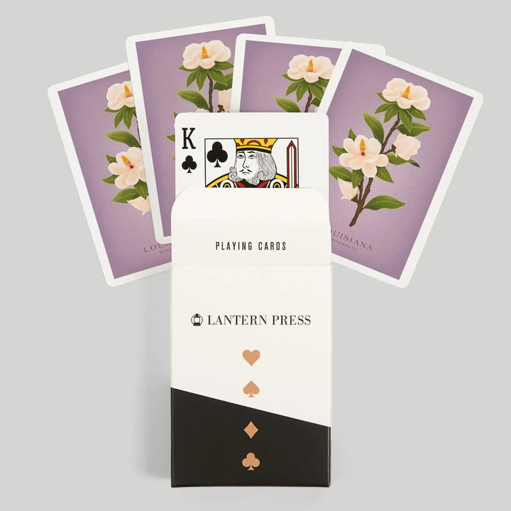 Playing Cards, Louisiana, Vintage Flora, State Series, Magnolia, 52 Card Deck with Jokers in Box, Unique Art Cards Lantern Press 