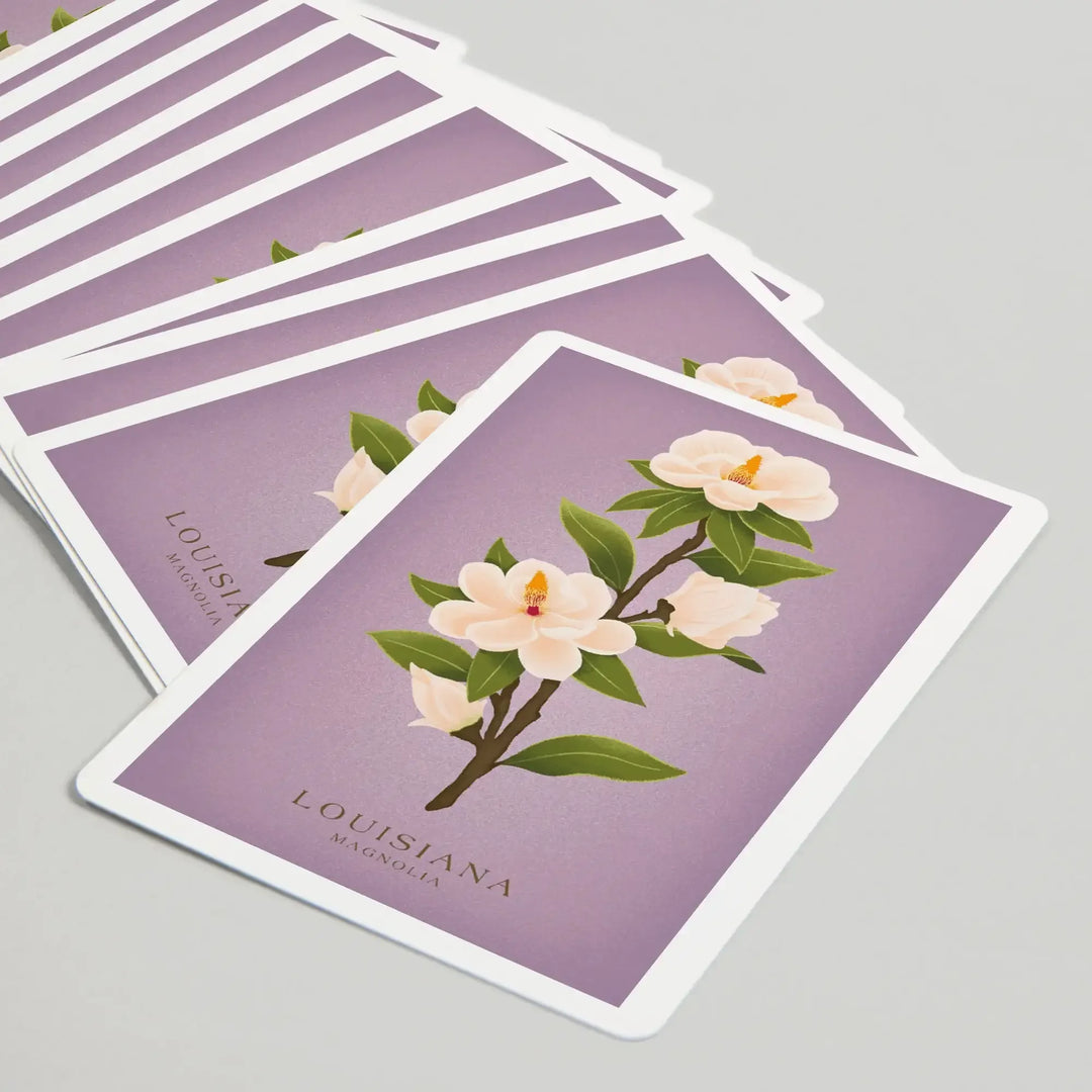Playing Cards, Louisiana, Vintage Flora, State Series, Magnolia, 52 Card Deck with Jokers in Box, Unique Art Cards Lantern Press 
