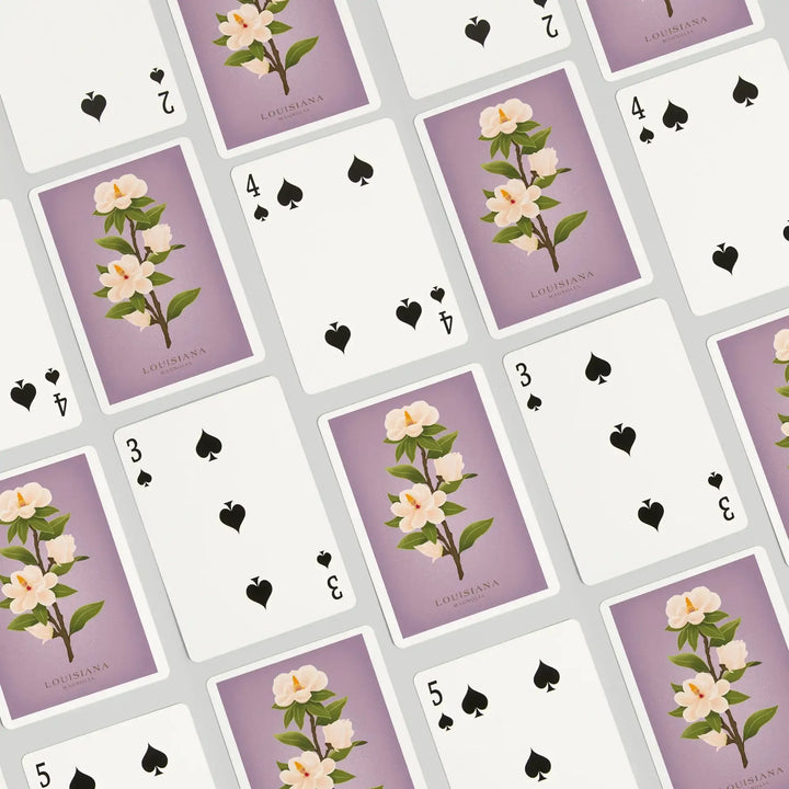 Playing Cards, Louisiana, Vintage Flora, State Series, Magnolia, 52 Card Deck with Jokers in Box, Unique Art Cards Lantern Press 