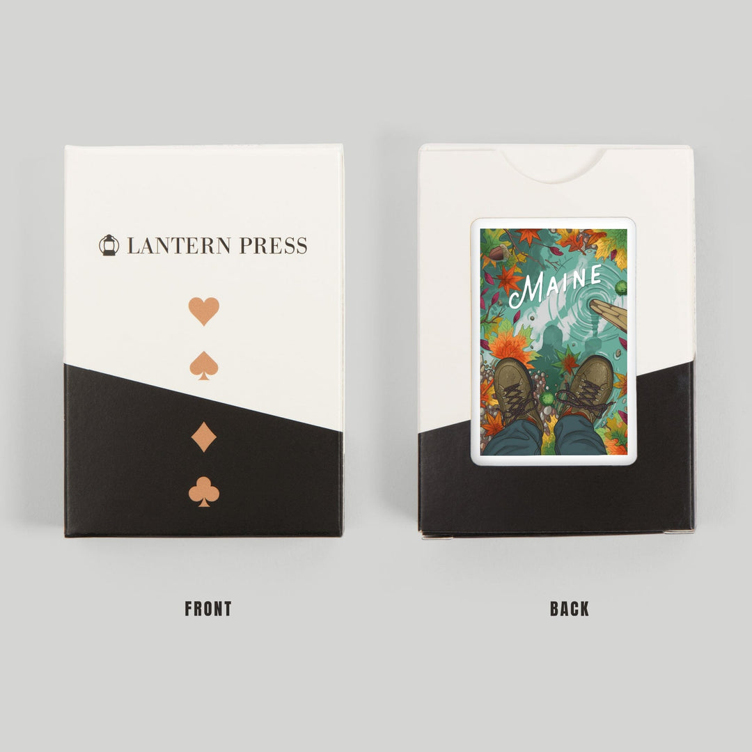 Playing Cards, Maine, Embrace the Elements Hiking, Fall Colors, 52 Card Deck with Jokers in Box, Unique Art Cards Lantern Press 