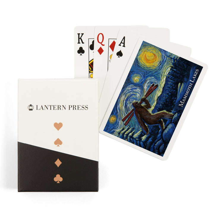 Playing Cards, Mammoth Lakes, California, Winter Bigfoot with Skis, Starry Night, 52 Card Deck with Jokers in Box, Unique Art Cards Lantern Press 