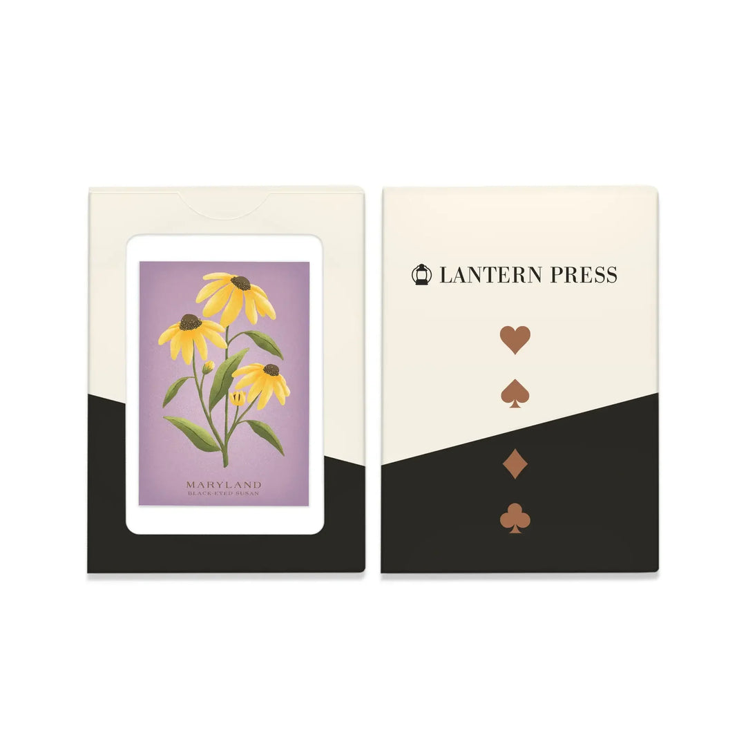 Playing Cards, Maryland, Black Eyed Susan, Vintage Flora, State Series, 52 Card Deck with Jokers in Box, Unique Art Cards Lantern Press 