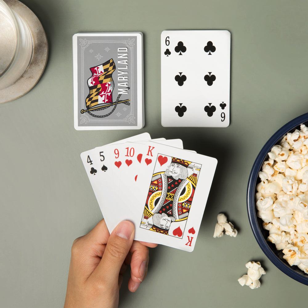 Playing Cards, Maryland, Waving State Flag, State Series, 52 Card Deck with Jokers in Box, Unique Art Cards Lantern Press 