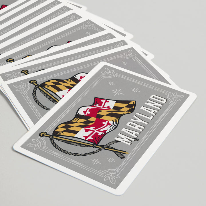 Playing Cards, Maryland, Waving State Flag, State Series, 52 Card Deck with Jokers in Box, Unique Art Cards Lantern Press 