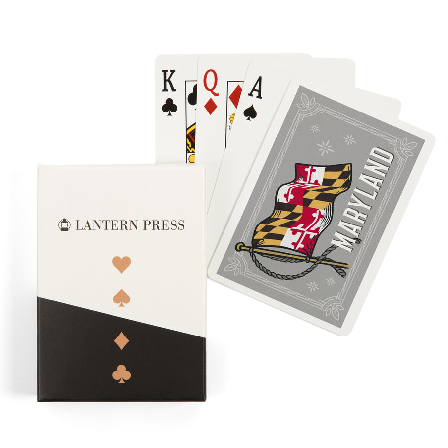 Playing Cards, Maryland, Waving State Flag, State Series, 52 Card Deck with Jokers in Box, Unique Art Cards Lantern Press 