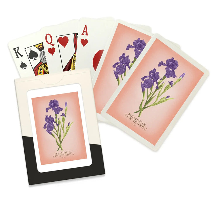 Playing Cards, Memphis, Tennessee, Vintage Flora, State Series, Iris, 52 Card Deck with Jokers in Box, Unique Art Cards Lantern Press 