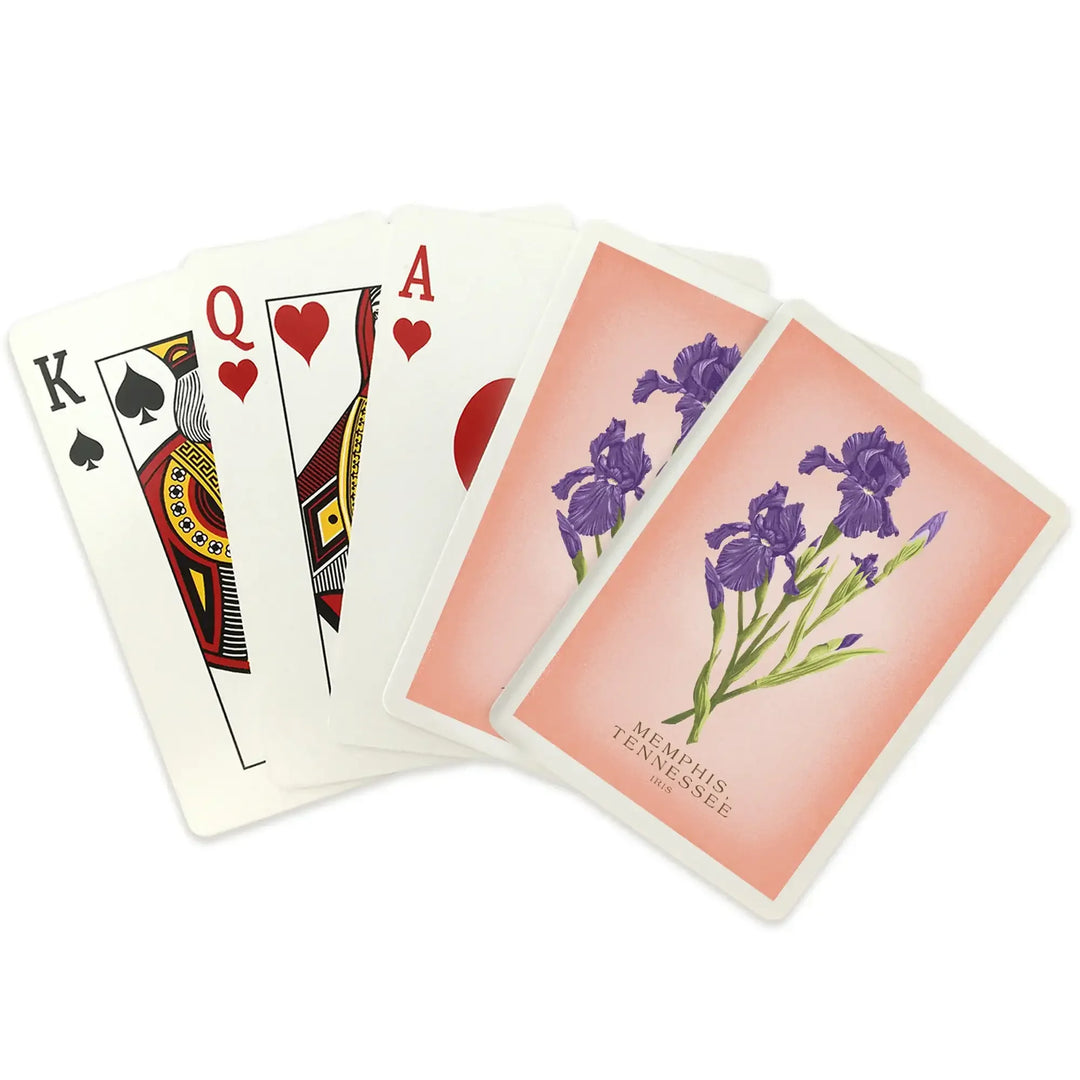 Playing Cards, Memphis, Tennessee, Vintage Flora, State Series, Iris, 52 Card Deck with Jokers in Box, Unique Art Cards Lantern Press 