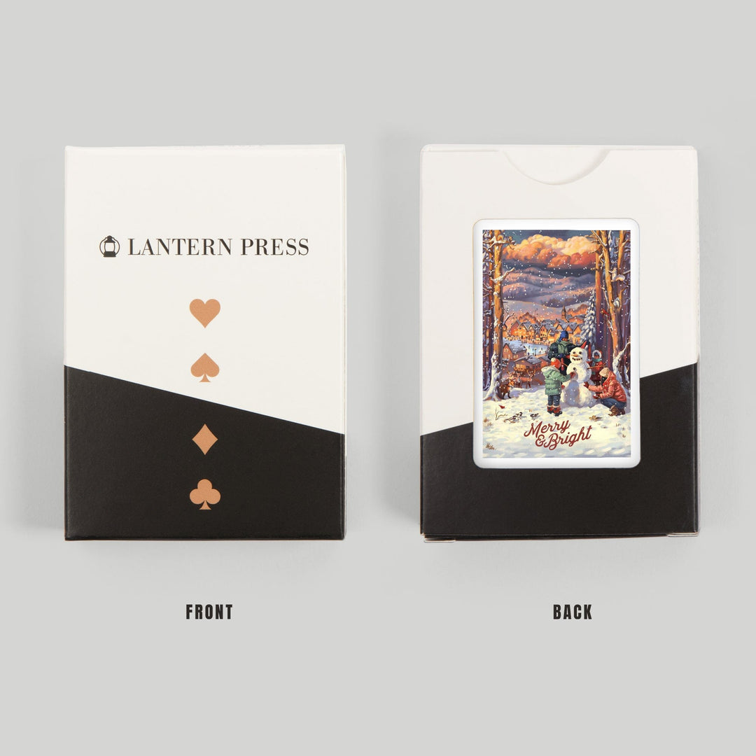 Playing Cards, Merry and Bright, Vintage Snowman, 52 Card Deck with Jokers in Box, Unique Art Cards Lantern Press 