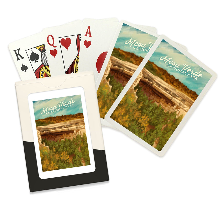 Playing Cards, Mesa Verde National Park, Colorado, Cliff Palace, Oil Painting, 52 Card Deck with Jokers in Box, Unique Art Cards Lantern Press 
