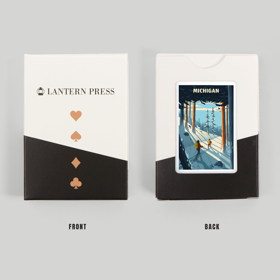 Playing Cards, Michigan, Better on Foot, Snowshoeing, 52 Card Deck with Jokers in Box, Unique Art Cards Lantern Press 