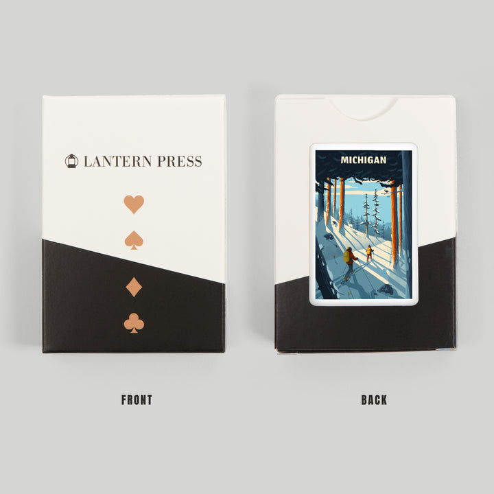 Playing Cards, Michigan, Better on Foot, Snowshoeing, 52 Card Deck with Jokers in Box, Unique Art Cards Lantern Press 
