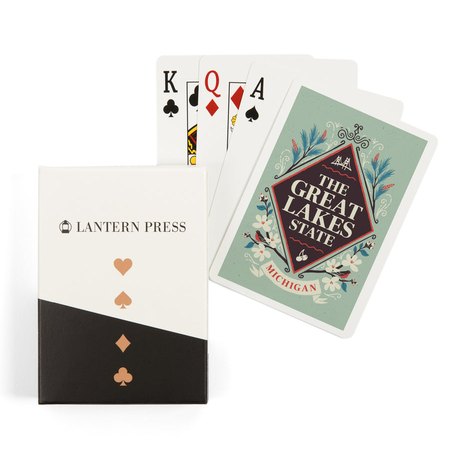 Playing Cards, Michigan, State Motto Crest, State Series, 52 Card Deck with Jokers in Box, Unique Art Cards Lantern Press 
