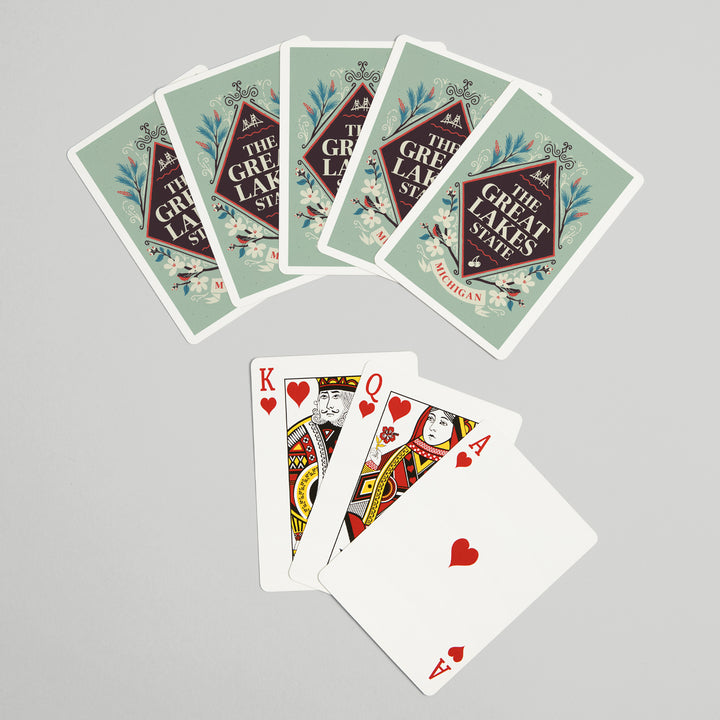Playing Cards, Michigan, State Motto Crest, State Series, 52 Card Deck with Jokers in Box, Unique Art Cards Lantern Press 