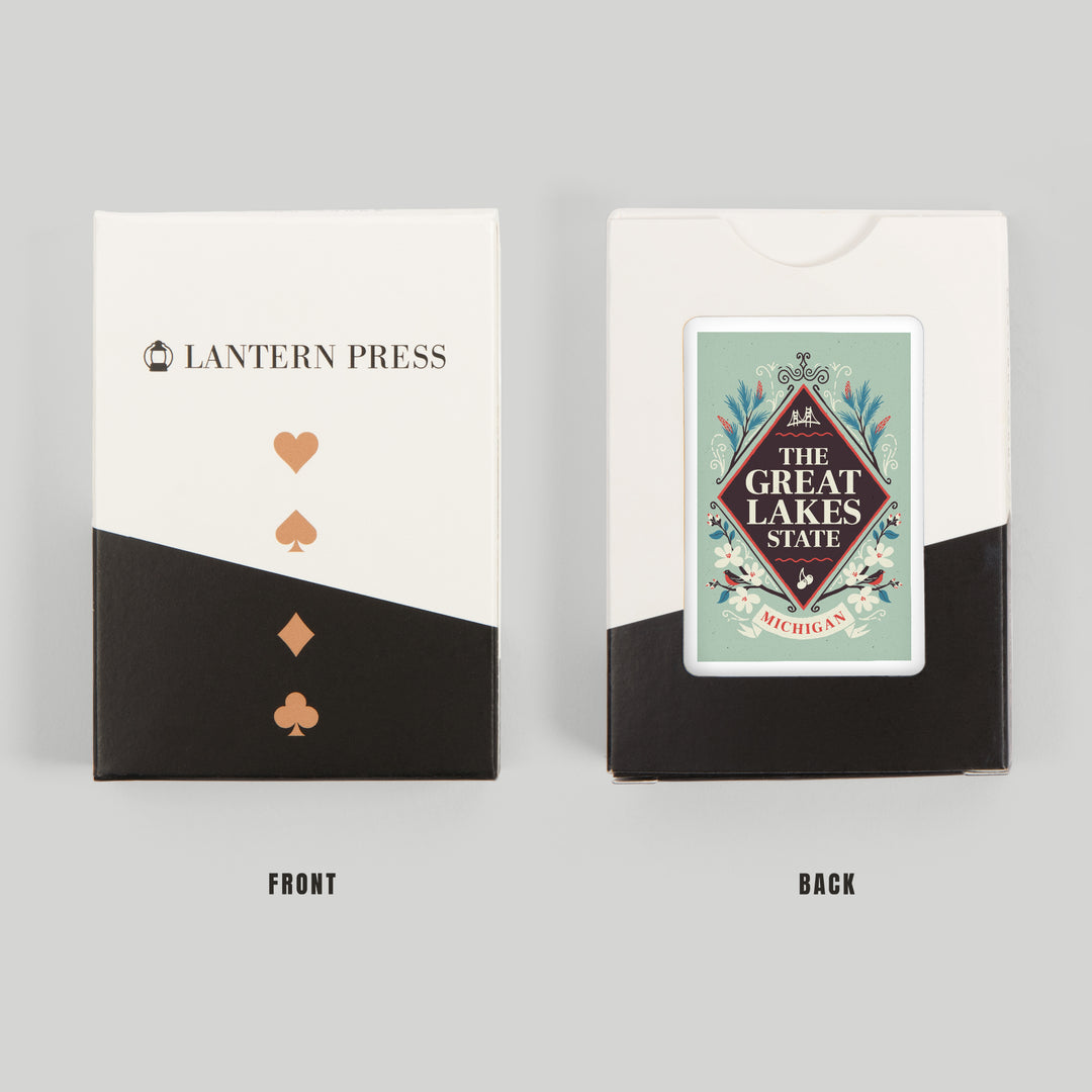 Playing Cards, Michigan, State Motto Crest, State Series, 52 Card Deck with Jokers in Box, Unique Art Cards Lantern Press 