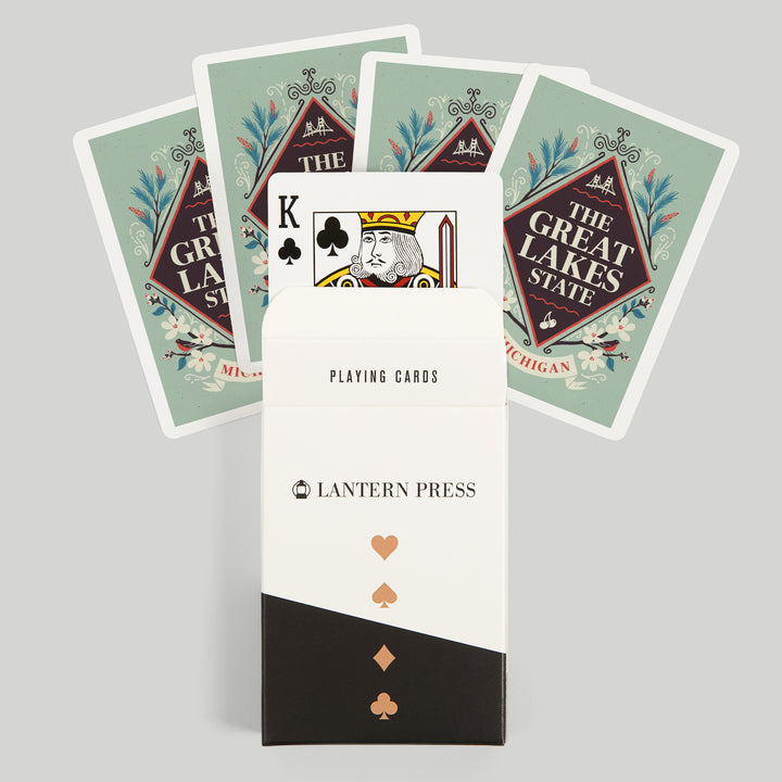 Playing Cards, Michigan, State Motto Crest, State Series, 52 Card Deck with Jokers in Box, Unique Art Cards Lantern Press 