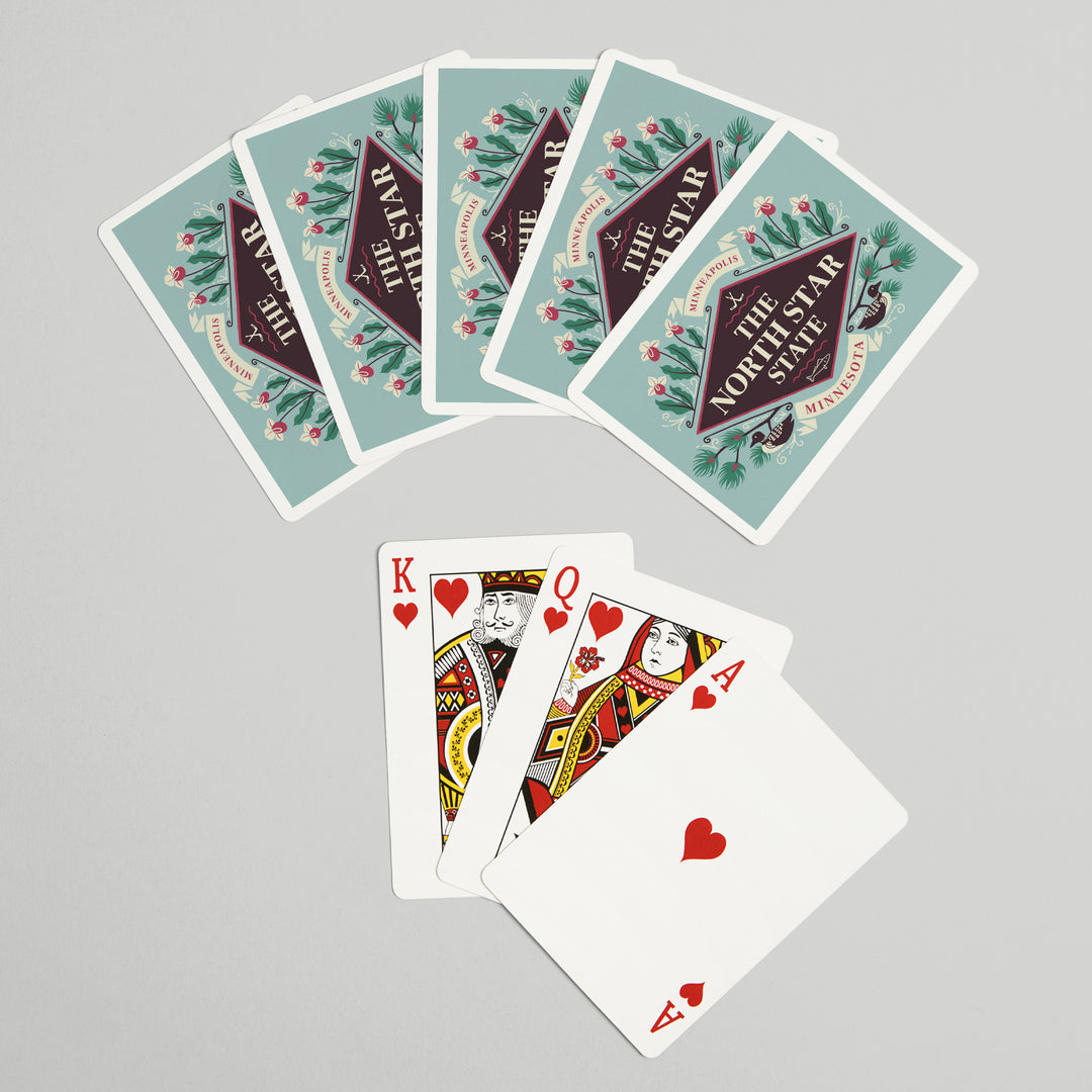 Playing Cards, Minneapolis, Minnesota, State Motto Crest, State Series, 52 Card Deck with Jokers in Box, Unique Art Cards Lantern Press 