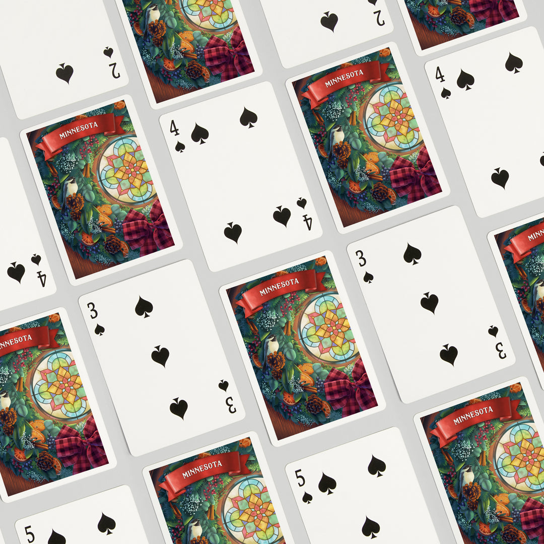 Playing Cards, Minnesota, Front Door with Wreath, 52 Card Deck with Jokers in Box, Unique Art Cards Lantern Press 