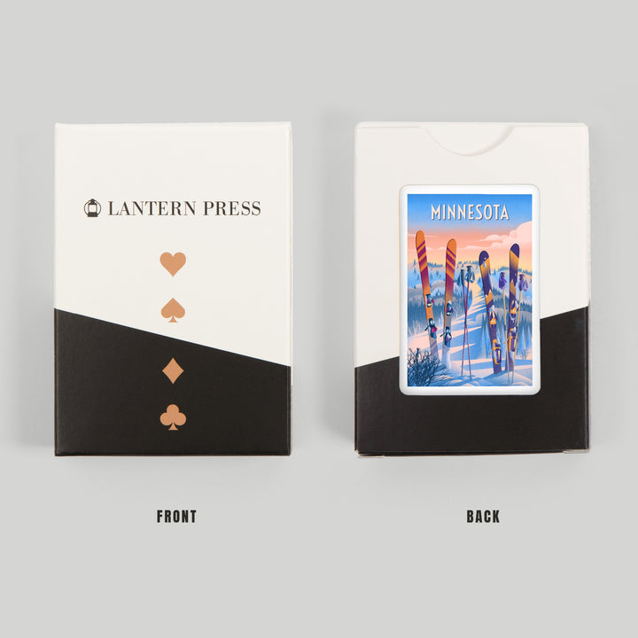 Playing Cards, Minnesota, Prepare for Takeoff, Skis in Snowbank, 52 Card Deck with Jokers in Box, Unique Art Cards Lantern Press 