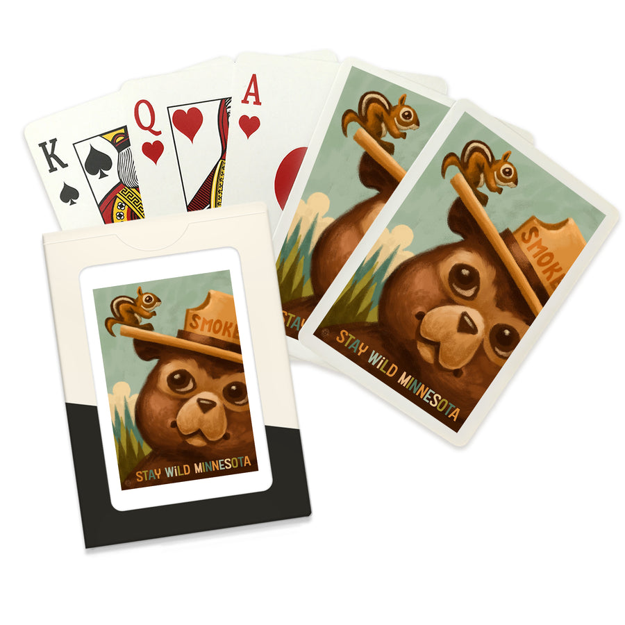Playing Cards, Minnesota, Smokey Bear and Squirrel, Officially Licensed, 52 Card Deck with Jokers in Box, Unique Art Cards Lantern Press 