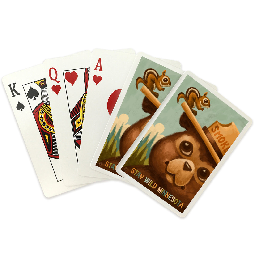 Playing Cards, Minnesota, Smokey Bear and Squirrel, Officially Licensed, 52 Card Deck with Jokers in Box, Unique Art Cards Lantern Press 