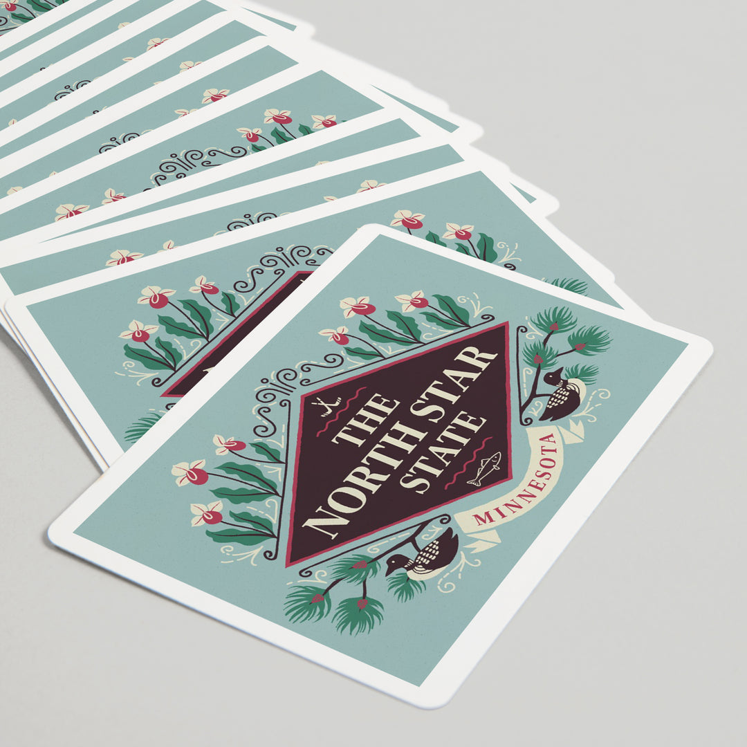Playing Cards, Minnesota, State Motto Crest, State Series, 52 Card Deck with Jokers in Box, Unique Art Cards Lantern Press 