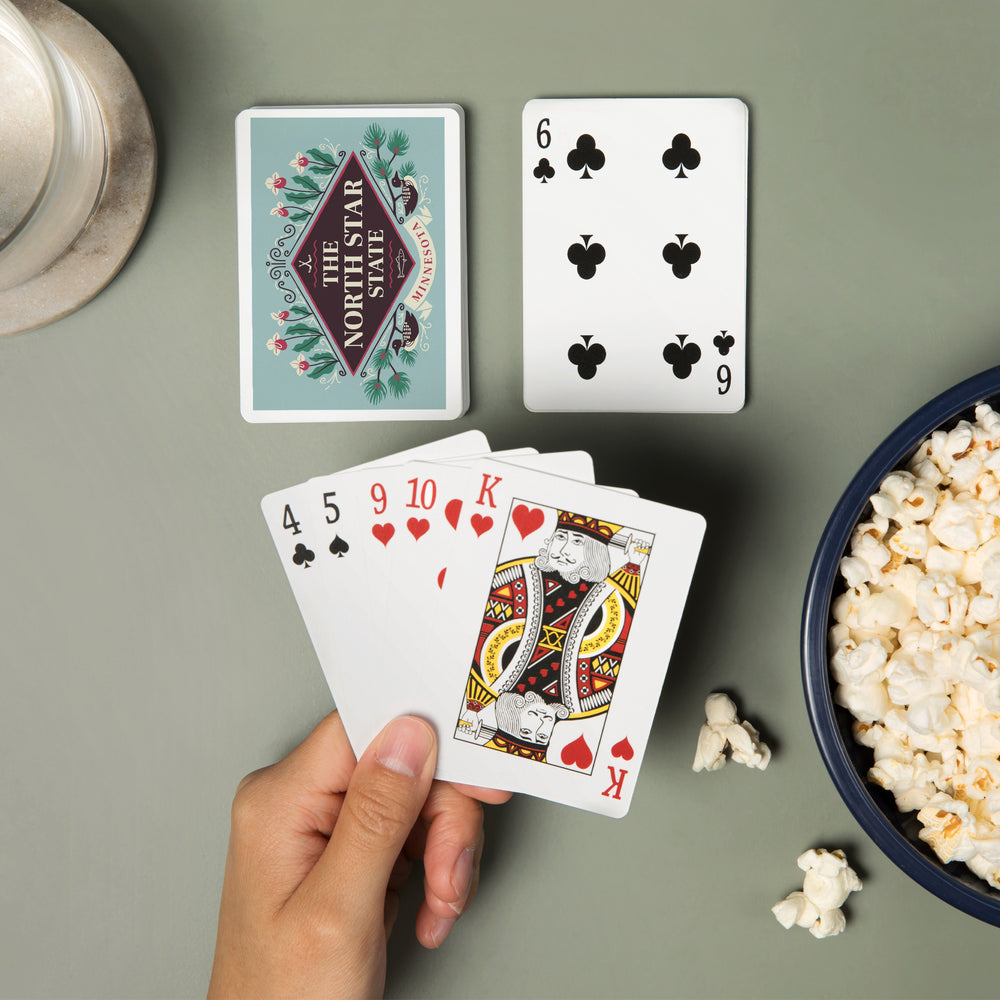 Playing Cards, Minnesota, State Motto Crest, State Series, 52 Card Deck with Jokers in Box, Unique Art Cards Lantern Press 
