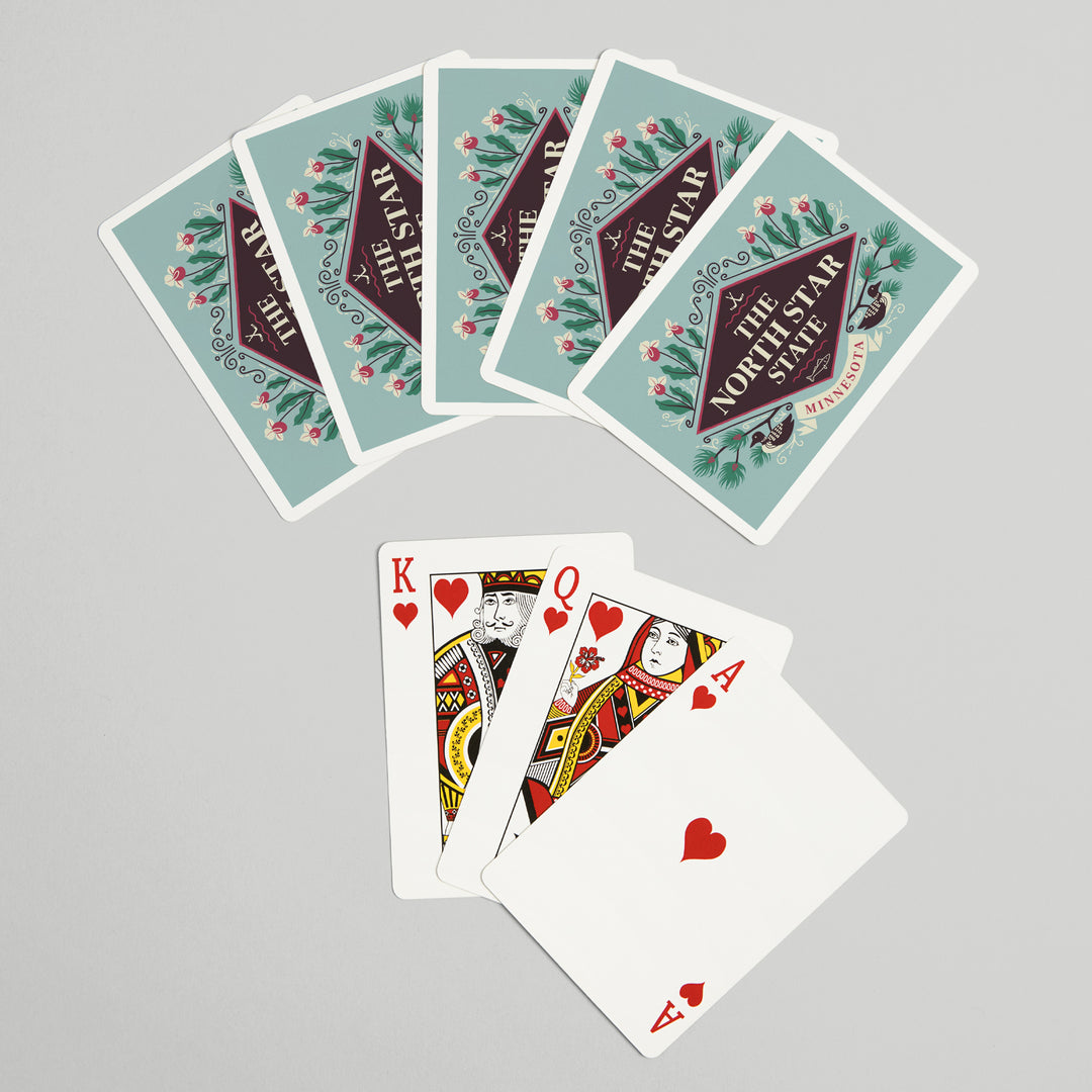 Playing Cards, Minnesota, State Motto Crest, State Series, 52 Card Deck with Jokers in Box, Unique Art Cards Lantern Press 