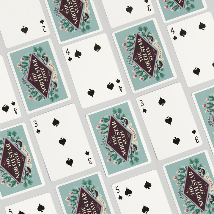 Playing Cards, Minnesota, State Motto Crest, State Series, 52 Card Deck with Jokers in Box, Unique Art Cards Lantern Press 