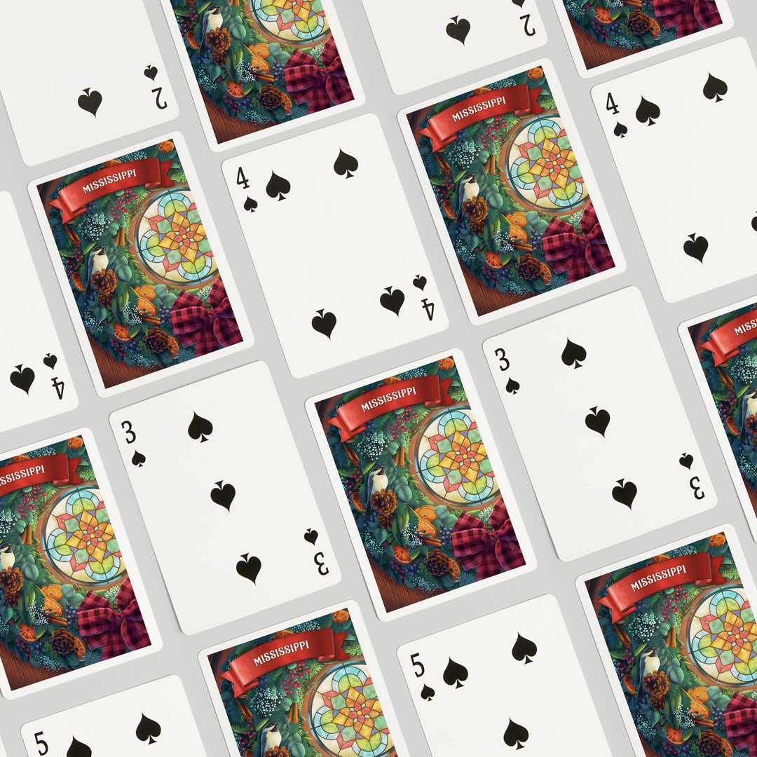 Playing Cards, Mississippi, Front Door with Wreath, 52 Card Deck with Jokers in Box, Unique Art Cards Lantern Press 