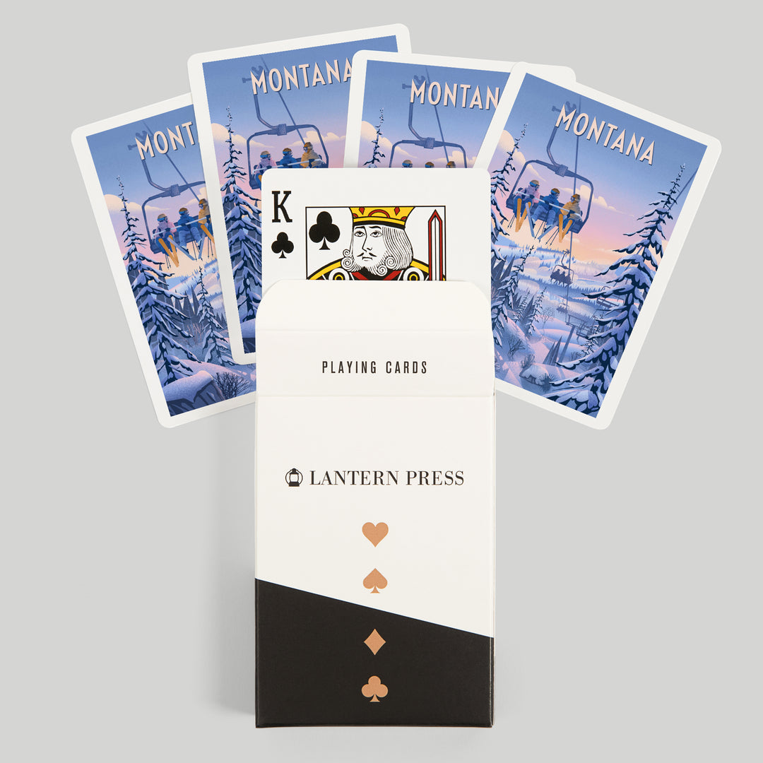 Playing Cards, Montana, Chill on the Uphill, Ski Lift, 52 Card Deck with Jokers in Box, Unique Art Cards Lantern Press 