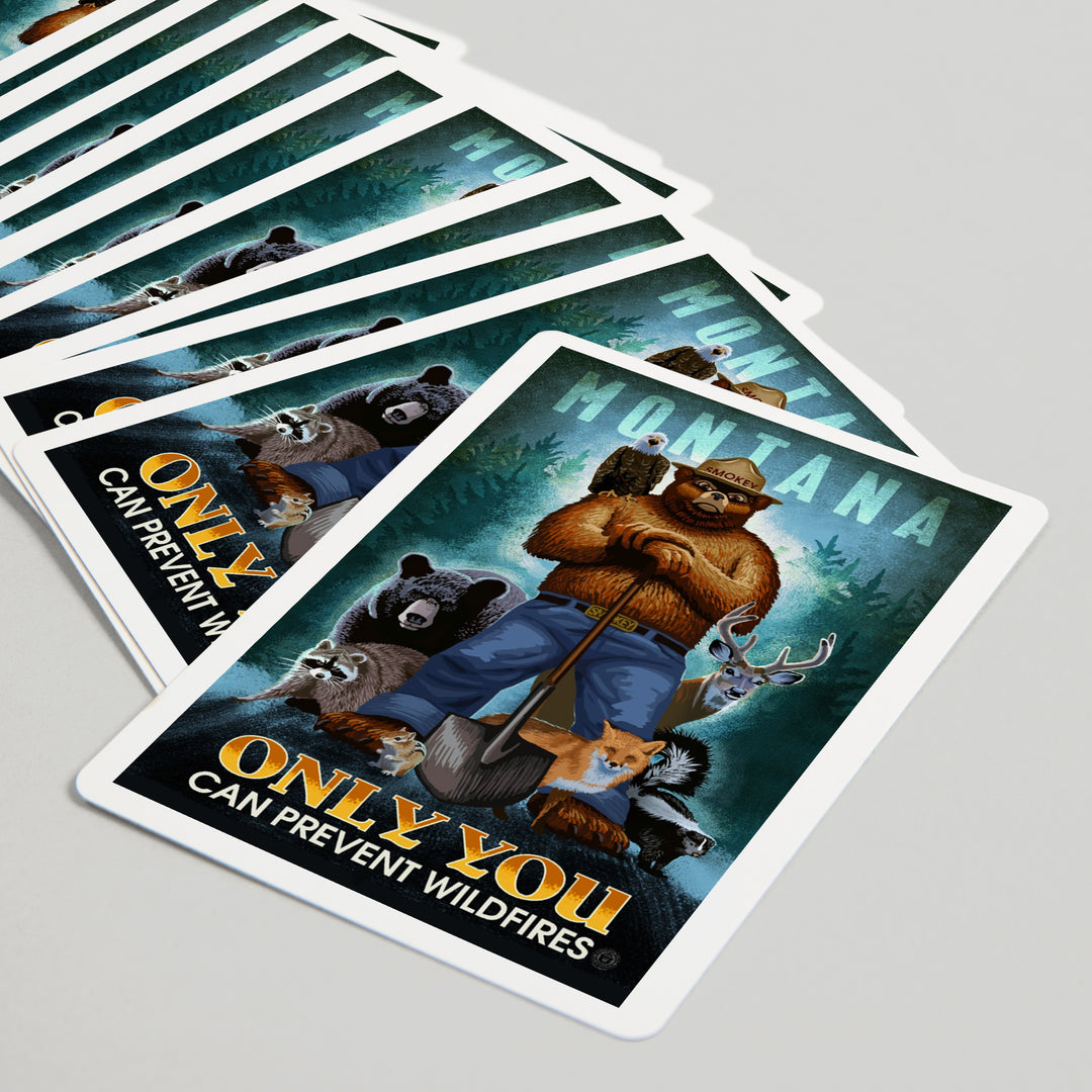 Playing Cards, Montana, Smokey Bear and Friends, Only You Can Prevent Wildfires, 52 Card Deck with Jokers in Box, Unique Art Cards Lantern Press 