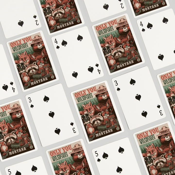 Playing Cards, Montana, Smokey Bear and Woodland Creatures, Officially Licensed, 52 Card Deck with Jokers in Box, Unique Art Cards Lantern Press 