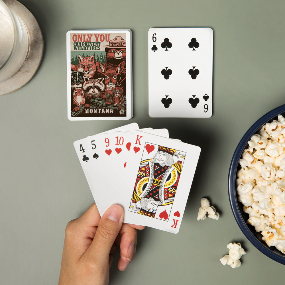 Playing Cards, Montana, Smokey Bear and Woodland Creatures, Officially Licensed, 52 Card Deck with Jokers in Box, Unique Art Cards Lantern Press 