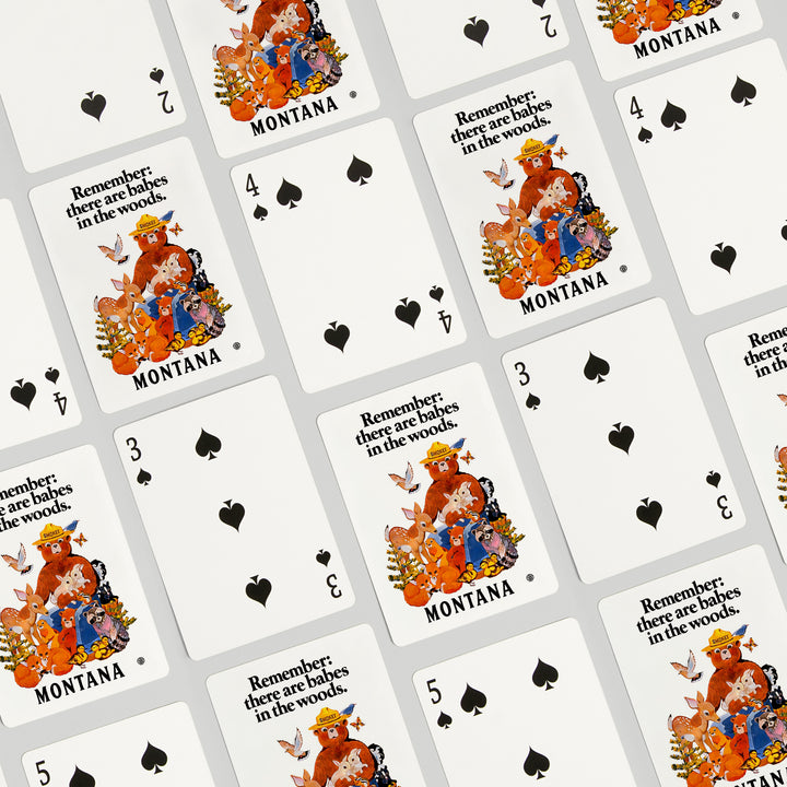 Playing Cards, Montana, Smokey Bear, Babes in the Woods, 52 Card Deck with Jokers in Box, Unique Art Cards Lantern Press 