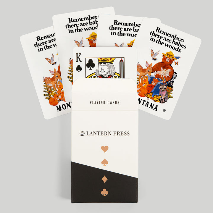 Playing Cards, Montana, Smokey Bear, Babes in the Woods, 52 Card Deck with Jokers in Box, Unique Art Cards Lantern Press 