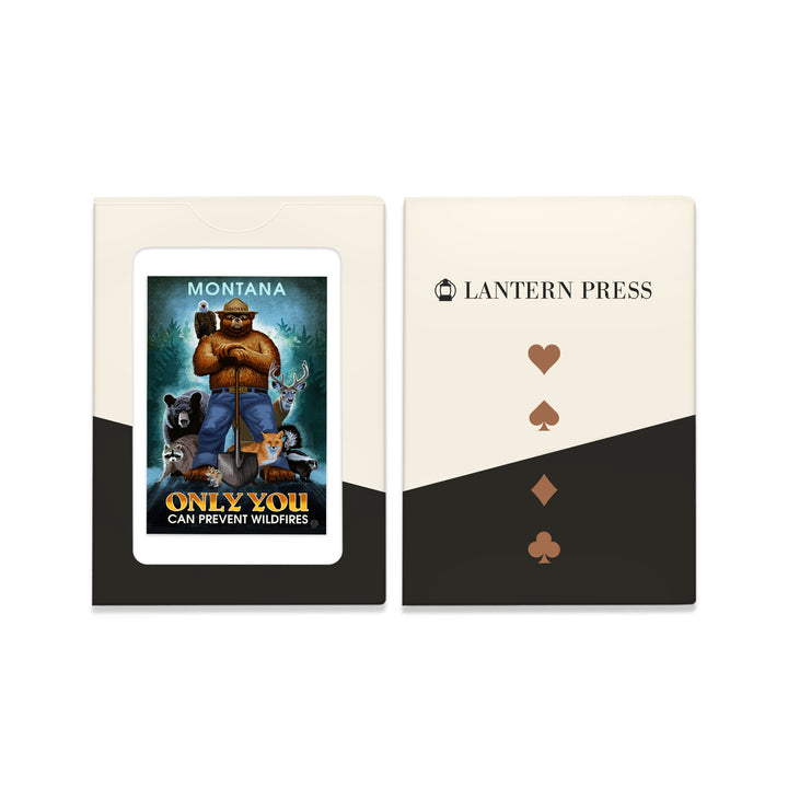 Playing Cards, Montana, Smokey Bear, Only You Can Prevent Wildfires, Officially Licensed, 52 Card Deck with Jokers in Box, Unique Art Cards Lantern Press 