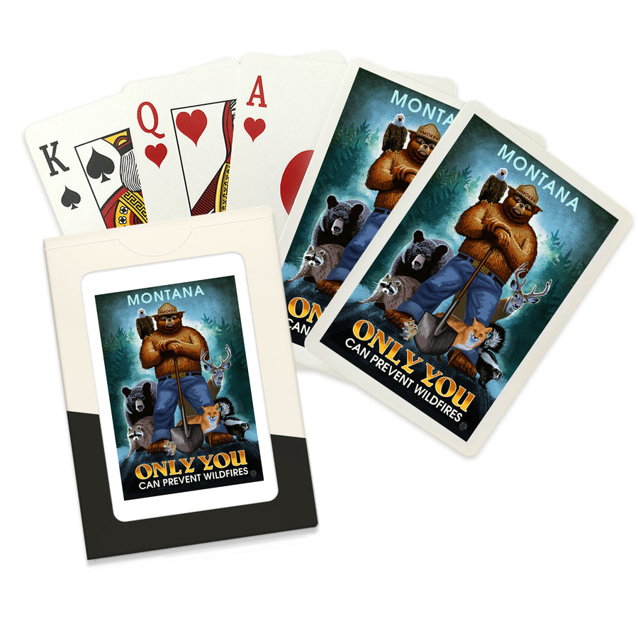 Playing Cards, Montana, Smokey Bear, Only You Can Prevent Wildfires, Officially Licensed, 52 Card Deck with Jokers in Box, Unique Art Cards Lantern Press 