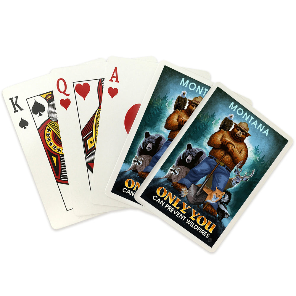 Playing Cards, Montana, Smokey Bear, Only You Can Prevent Wildfires, Officially Licensed, 52 Card Deck with Jokers in Box, Unique Art Cards Lantern Press 