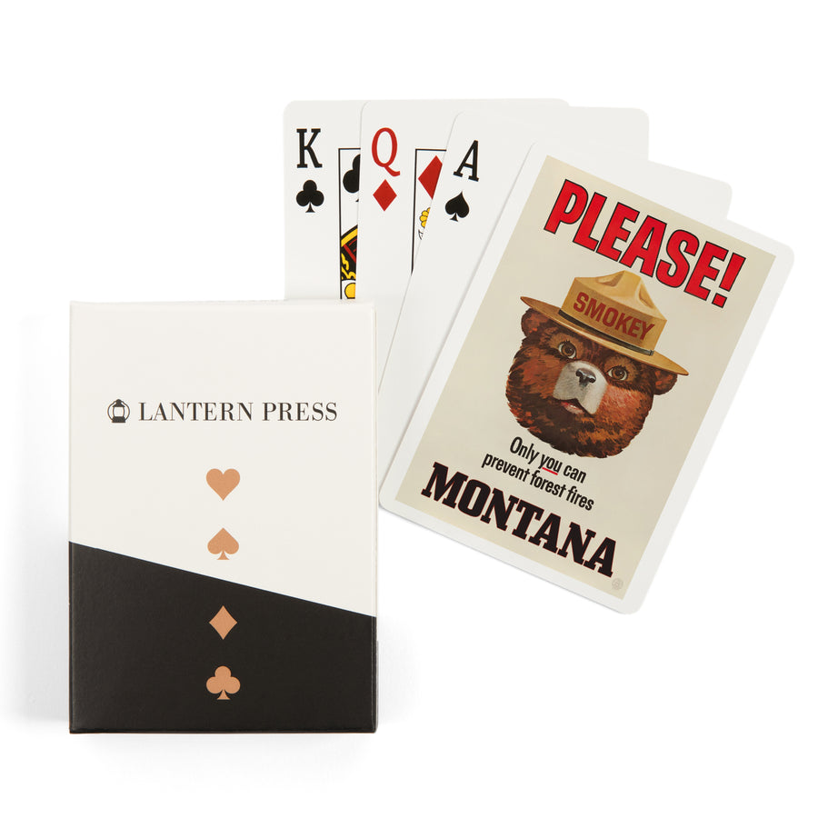Playing Cards, Montana, Smokey Bear Vintage Poster, Only You Can Prevent Forest Fires, Officially Licensed, 52 Card Deck with Jokers in Box, Unique Art Cards Lantern Press 