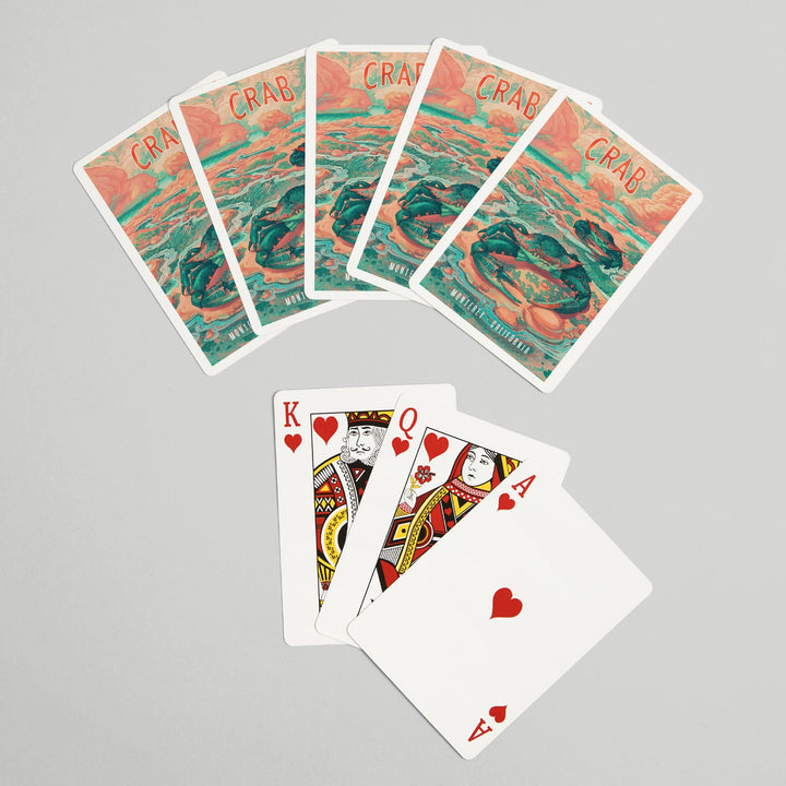 Playing Cards, Monterey, California, Fluid Linework, Crab, 52 Card Deck with Jokers in Box, Unique Art Cards Lantern Press 
