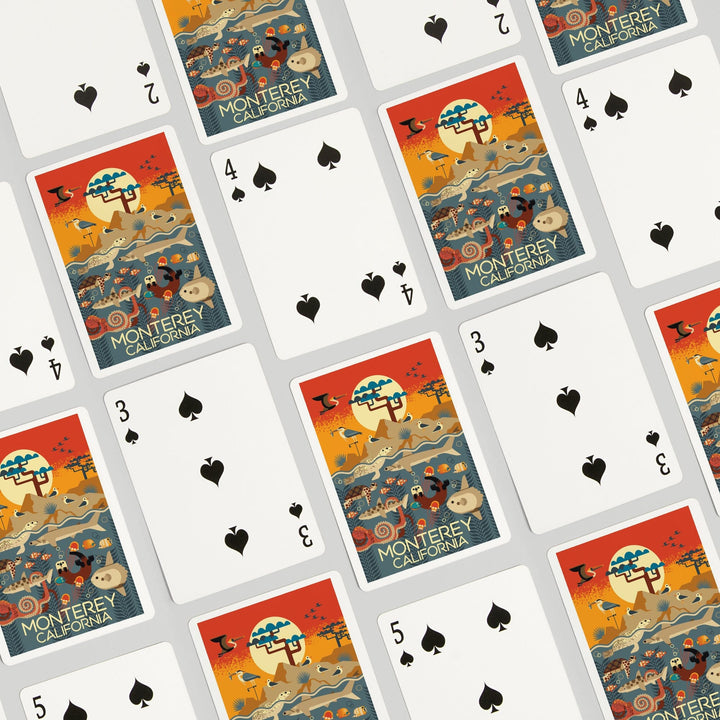 Playing Cards, Monterey, California, Geometric, Marine Animals, 52 Card Deck with Jokers in Box, Unique Art Cards Lantern Press 
