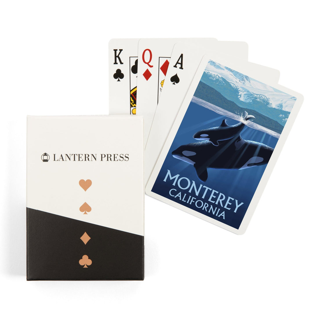 Playing Cards, Monterey, California Orca and Calf (Mountains), 52 Card Deck with Jokers in Box, Unique Art Cards Lantern Press 