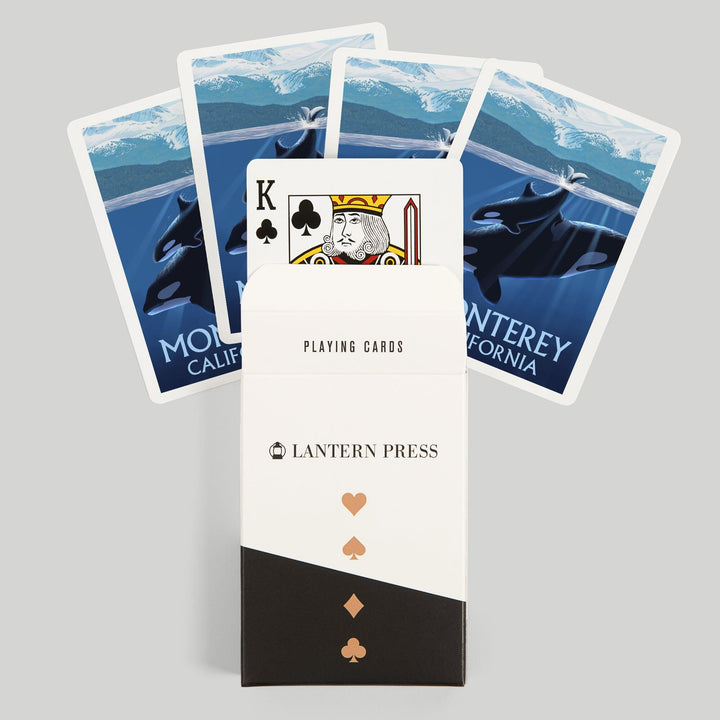 Playing Cards, Monterey, California Orca and Calf (Mountains), 52 Card Deck with Jokers in Box, Unique Art Cards Lantern Press 
