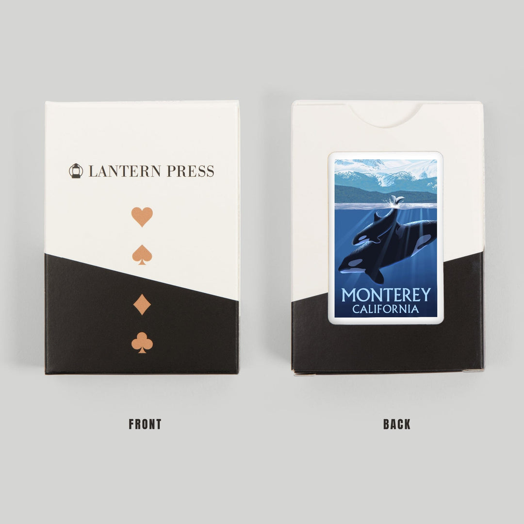 Playing Cards, Monterey, California Orca and Calf (Mountains), 52 Card Deck with Jokers in Box, Unique Art Cards Lantern Press 