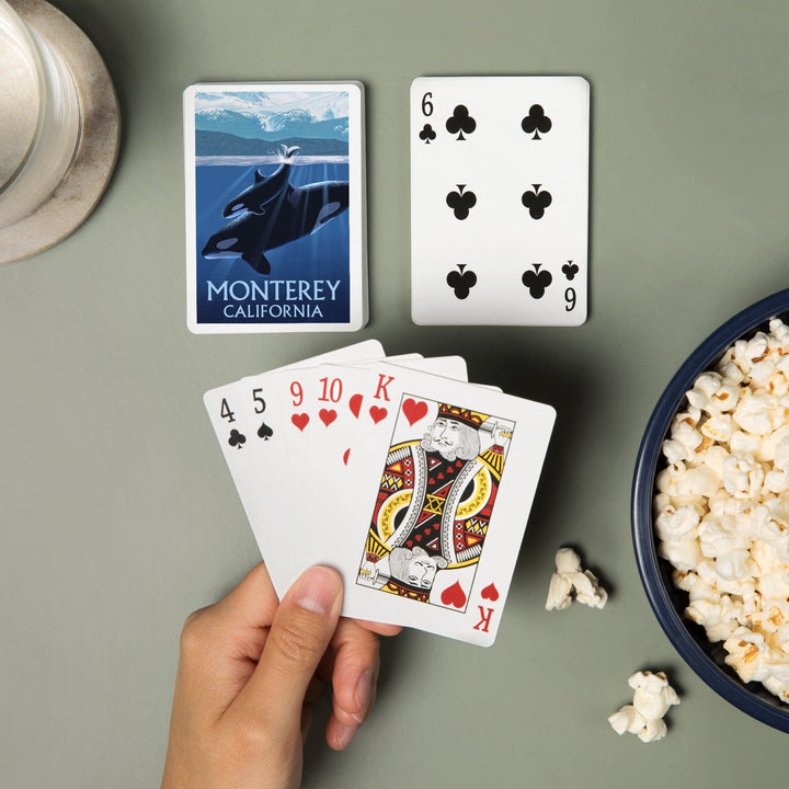 Playing Cards, Monterey, California Orca and Calf (Mountains), 52 Card Deck with Jokers in Box, Unique Art Cards Lantern Press 