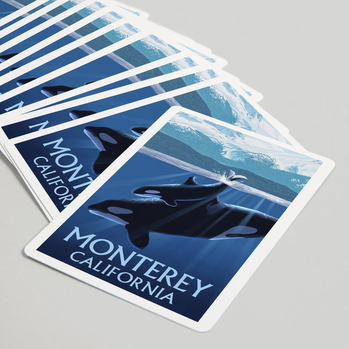 Playing Cards, Monterey, California Orca and Calf (Mountains), 52 Card Deck with Jokers in Box, Unique Art Cards Lantern Press 