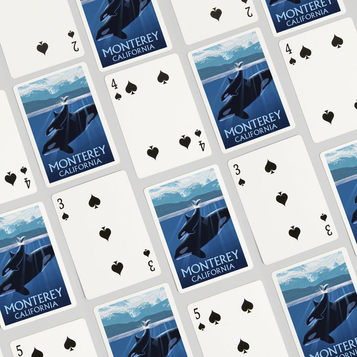 Playing Cards, Monterey, California Orca and Calf (Mountains), 52 Card Deck with Jokers in Box, Unique Art Cards Lantern Press 