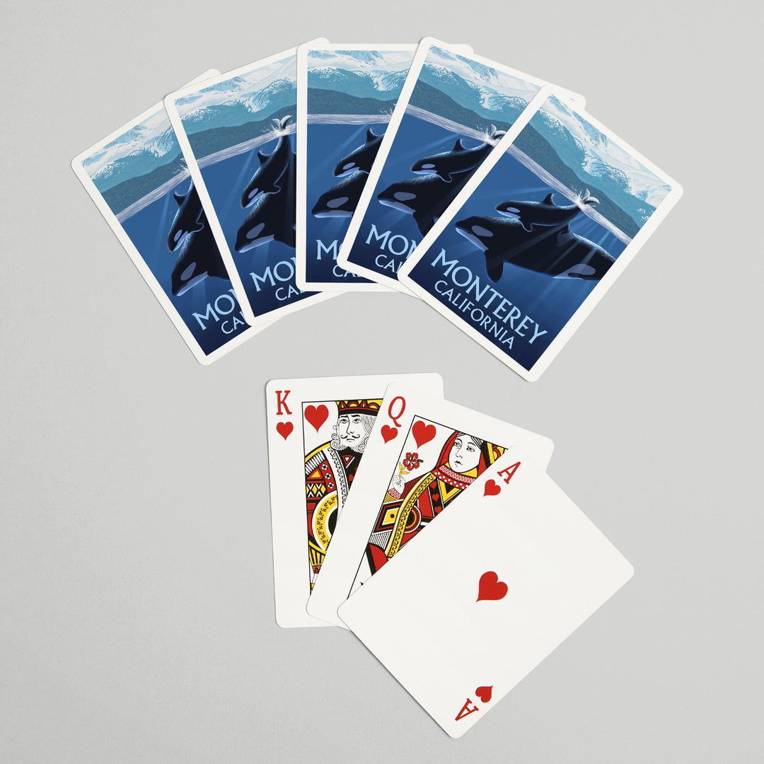 Playing Cards, Monterey, California Orca and Calf (Mountains), 52 Card Deck with Jokers in Box, Unique Art Cards Lantern Press 